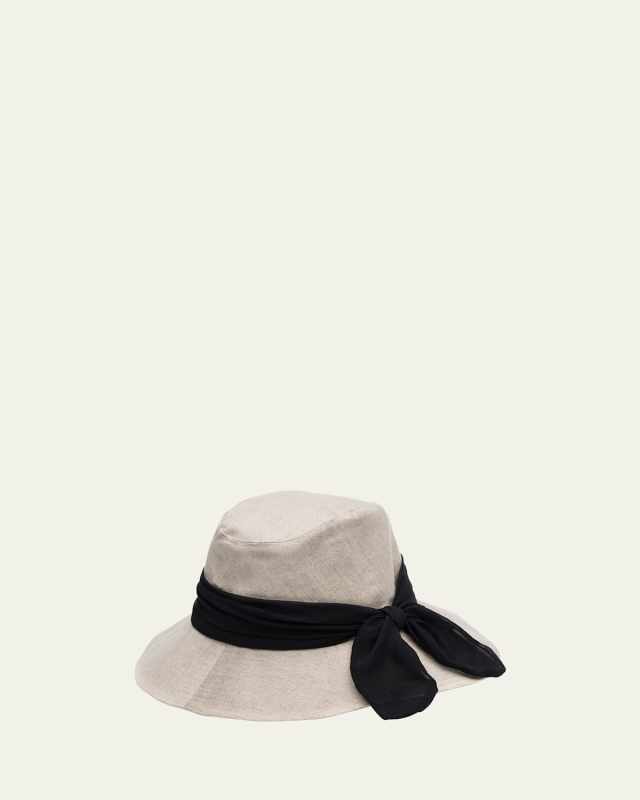 Jordana Packable Linen Bucket Hat